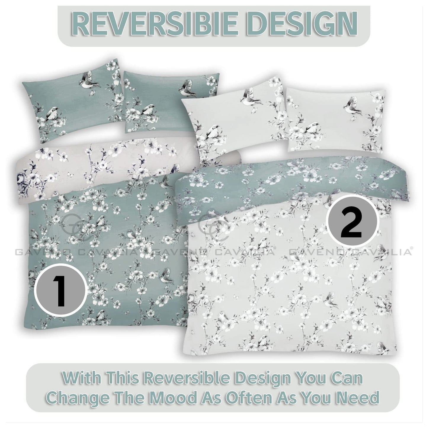GC GAVENO CAVAILIA Duvet Cover With Pillow Cases - Polycotton Quilt Cover - Bedding Set - Comfort Style