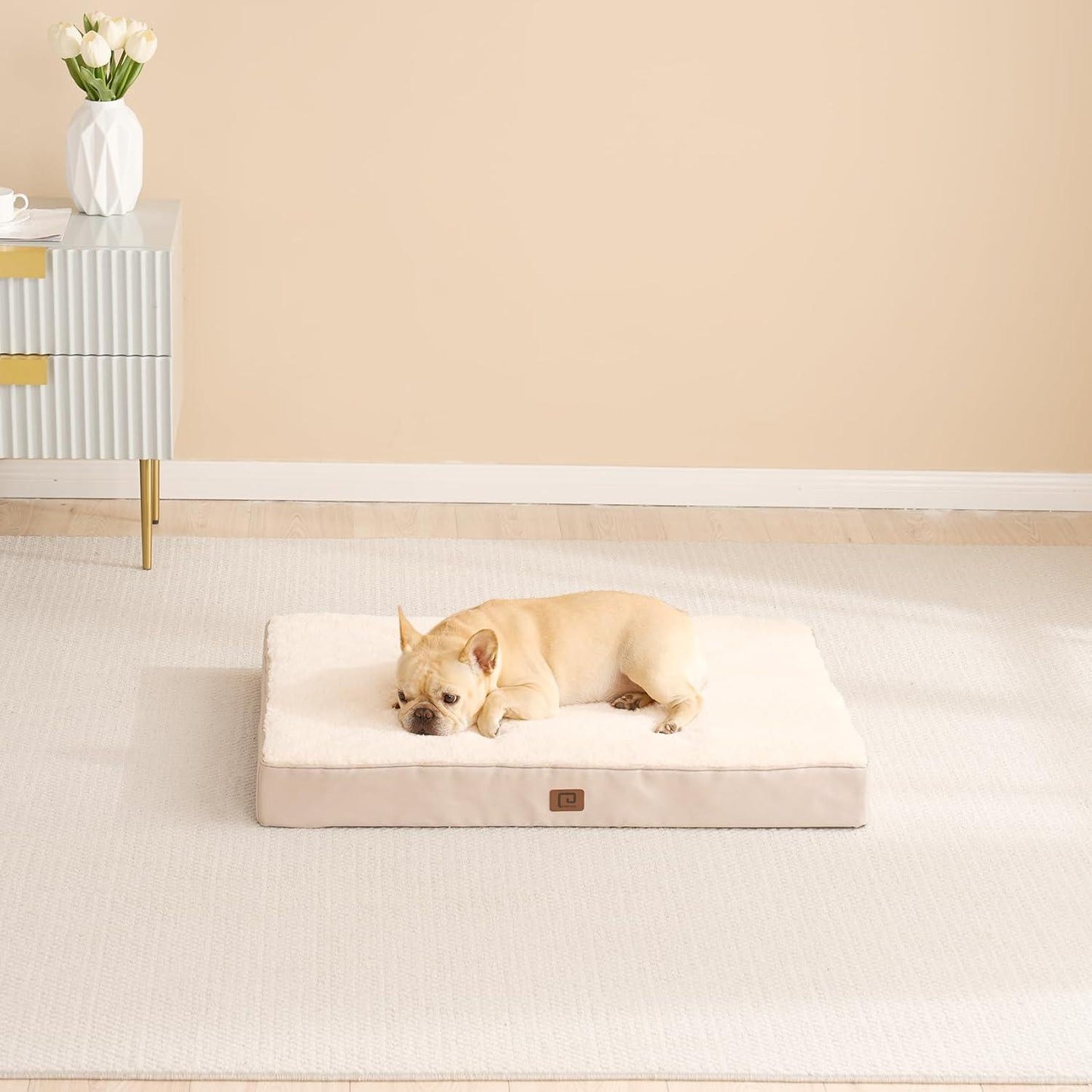 EHEYCIGA Orthopedic Dog Beds Large Mattress with Removable Washable Cover for Crate, Grey, 91x68x9cm - Comfort Style