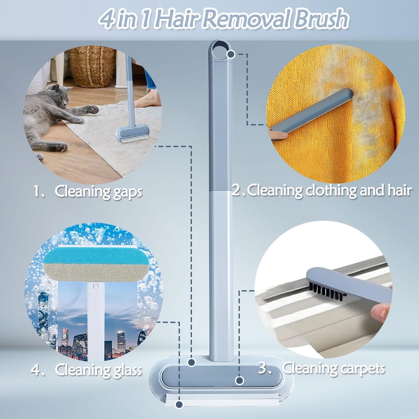 Pet Hair Remover 4 In 1 Multifunctional Pet Hair Remover Tool Adjustable Dog and Cat Hair Remover Pet Hair Removal Tool Pet Hair Remover for Clothes Sofa Window