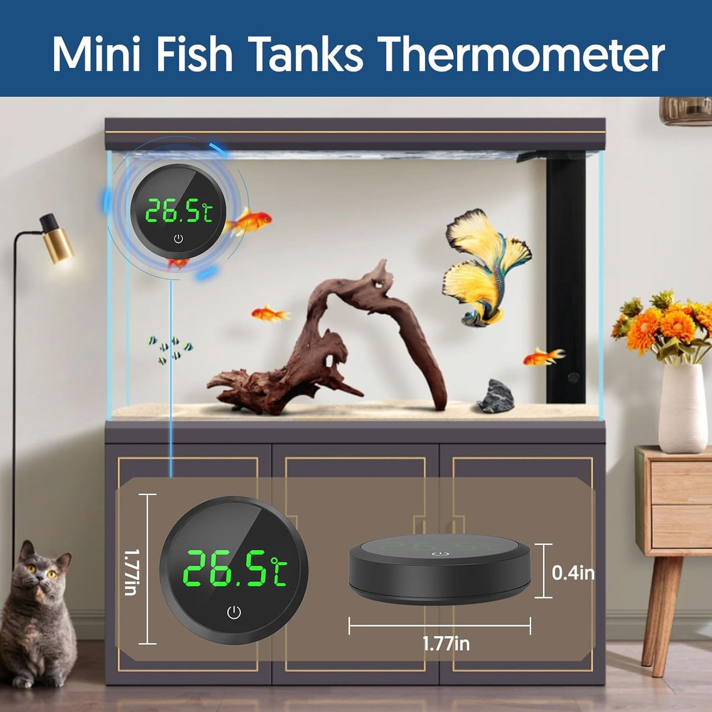 QZQ Fish Tank Thermometer Aquarium Thermometer Wireless Touch Stick Digital Aquarium Thermometer LED Display ±1°C for Monitoring The Fish Tank Aquarium Temperature Accessories - Comfort Style