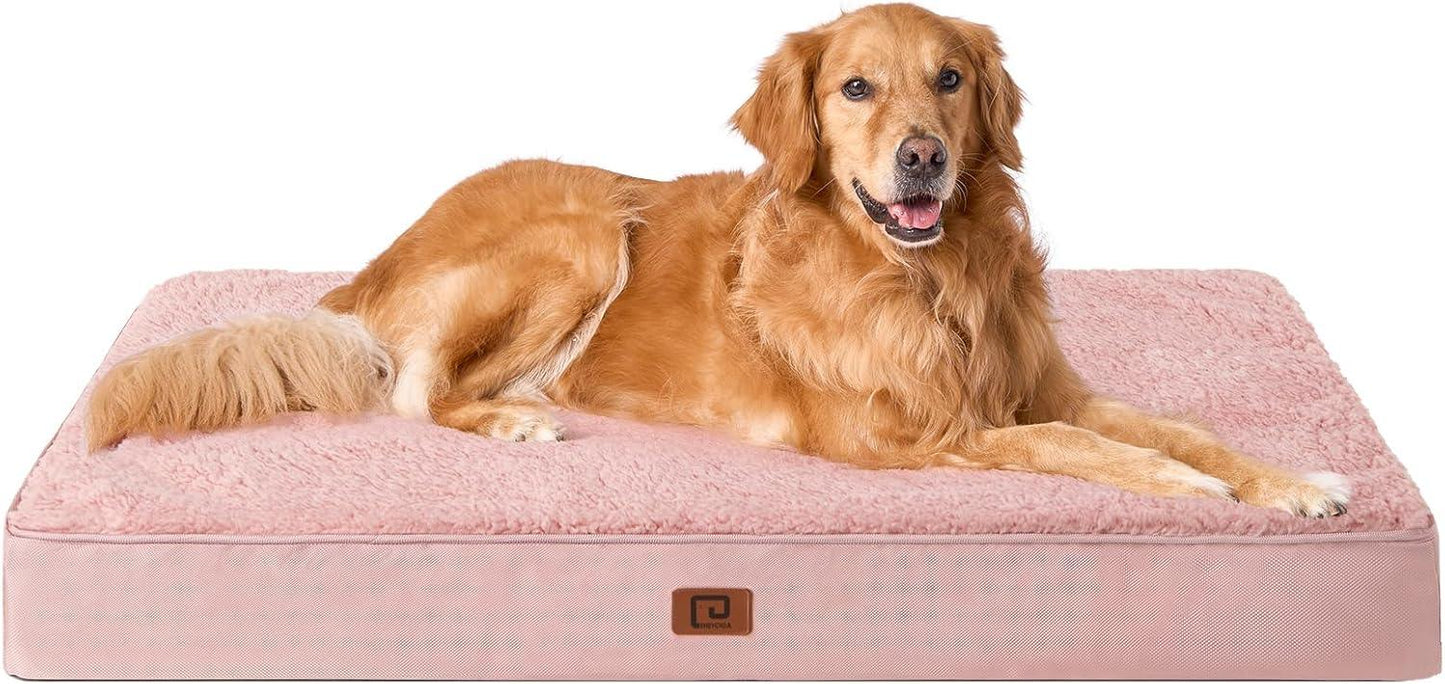 EHEYCIGA Orthopedic Dog Beds Large Mattress with Removable Washable Cover for Crate, Grey, 91x68x9cm - Comfort Style