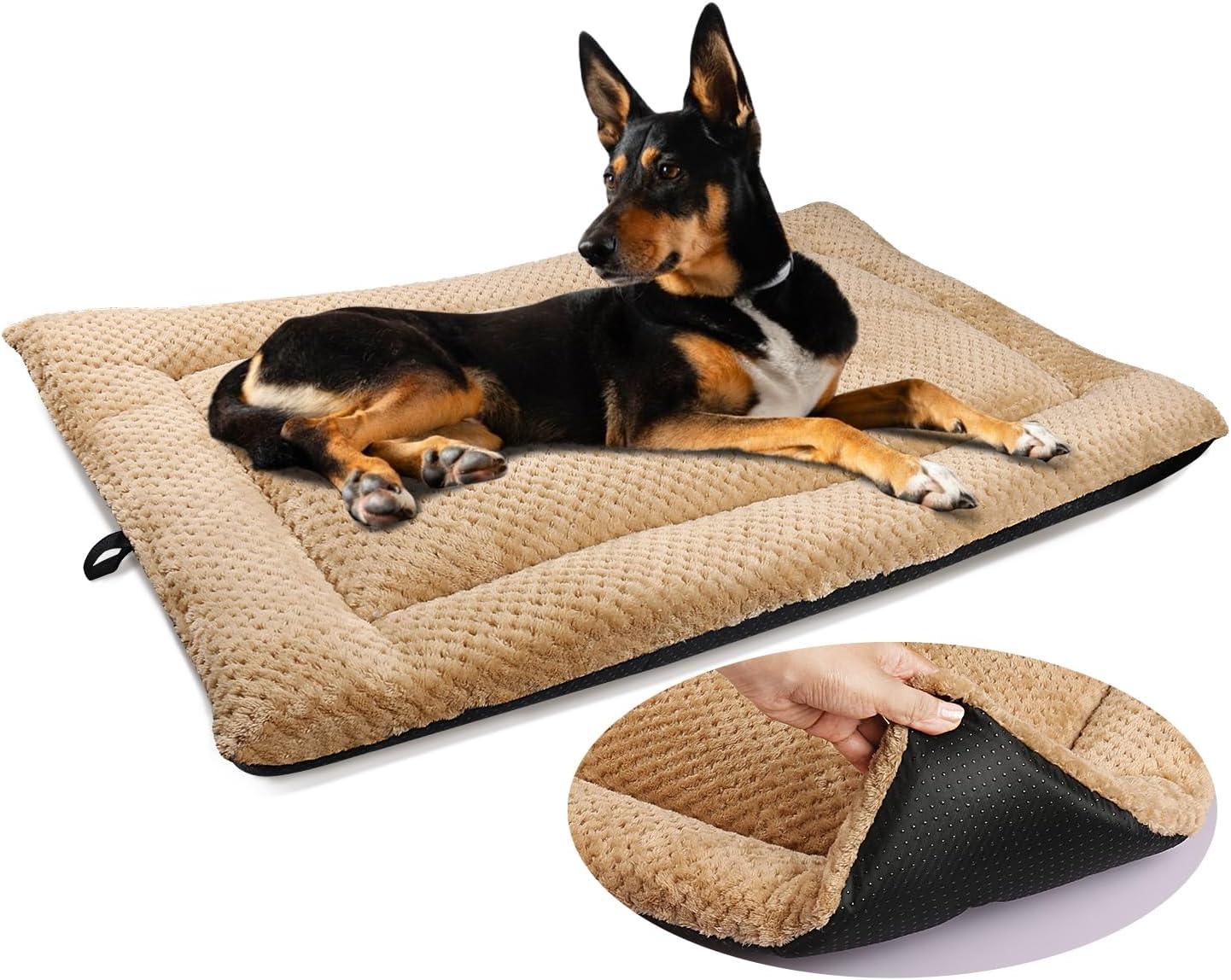 ASIJIA Dog Bed Mat Large 90 x 58CM Washable Fluffy Sherpa Cat Bed Cushion with Anti-Slip Bottom, Warm Pet Dog Crate Mattress for Medium and Large Pets, Grey - Comfort Style