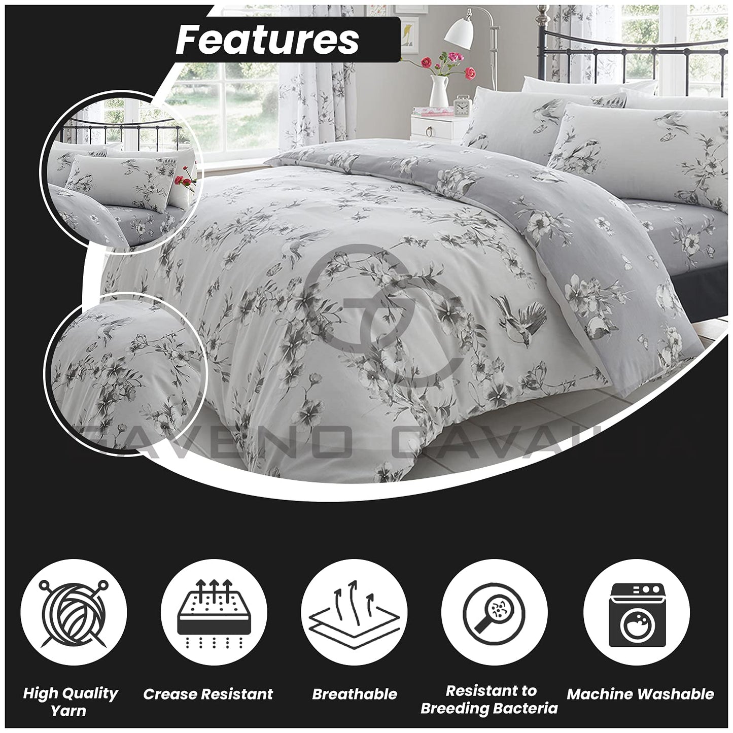 GC GAVENO CAVAILIA Duvet Cover With Pillow Cases - Polycotton Quilt Cover - Bedding Set - Comfort Style