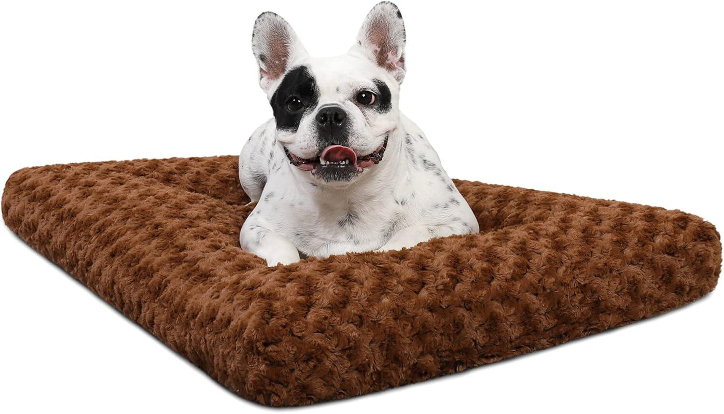 KSIIA Large Dog Bed Washable, Calming Dog Bed, Dog Crate Mattress with Non skid Bottom, Fluffy Anti Anxiety Dog Beds, Pet Beds Pillow Cushion for Dog, Dark Grey, 90x60x8cm - Comfort Style