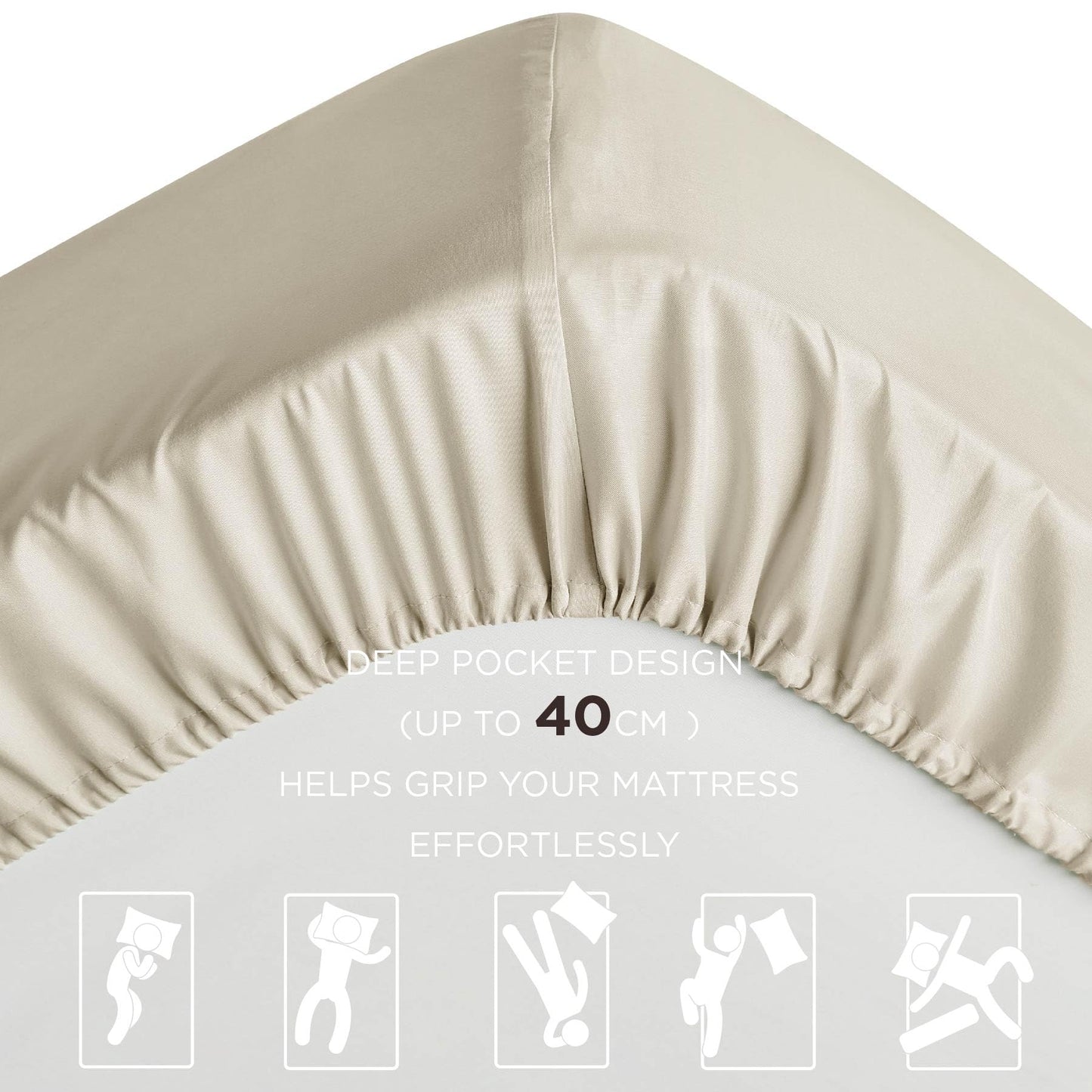 Fitted Sheet Deep - Bed Sheets Extra Deep Pocket 16 inch (40 cm) made of Soft Brushed Microfiber