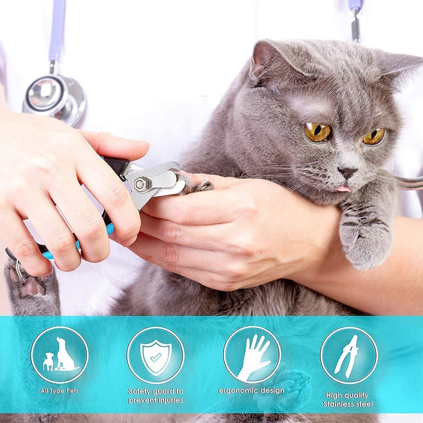 Candure Dog Nail Clippers for Large, Medium and Small Breed Professional Pet Nail Clipper Suitable for Cats, Rabbits and Guinea Pigs With Safety Lock and Protective Guard to Avoid Over Cutting (6") - Comfort Style