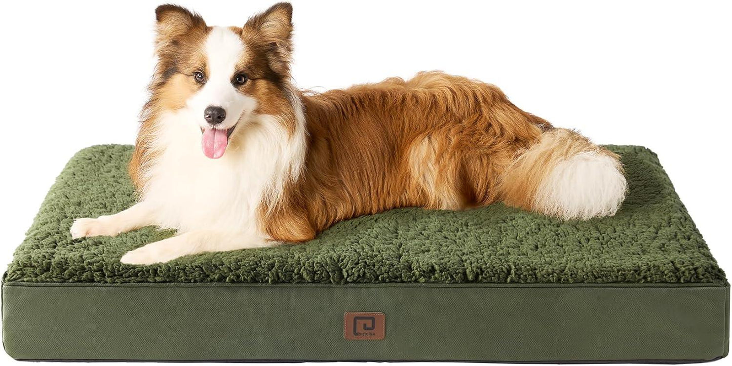 EHEYCIGA Orthopedic Dog Beds Large Mattress with Removable Washable Cover for Crate, Grey, 91x68x9cm - Comfort Style