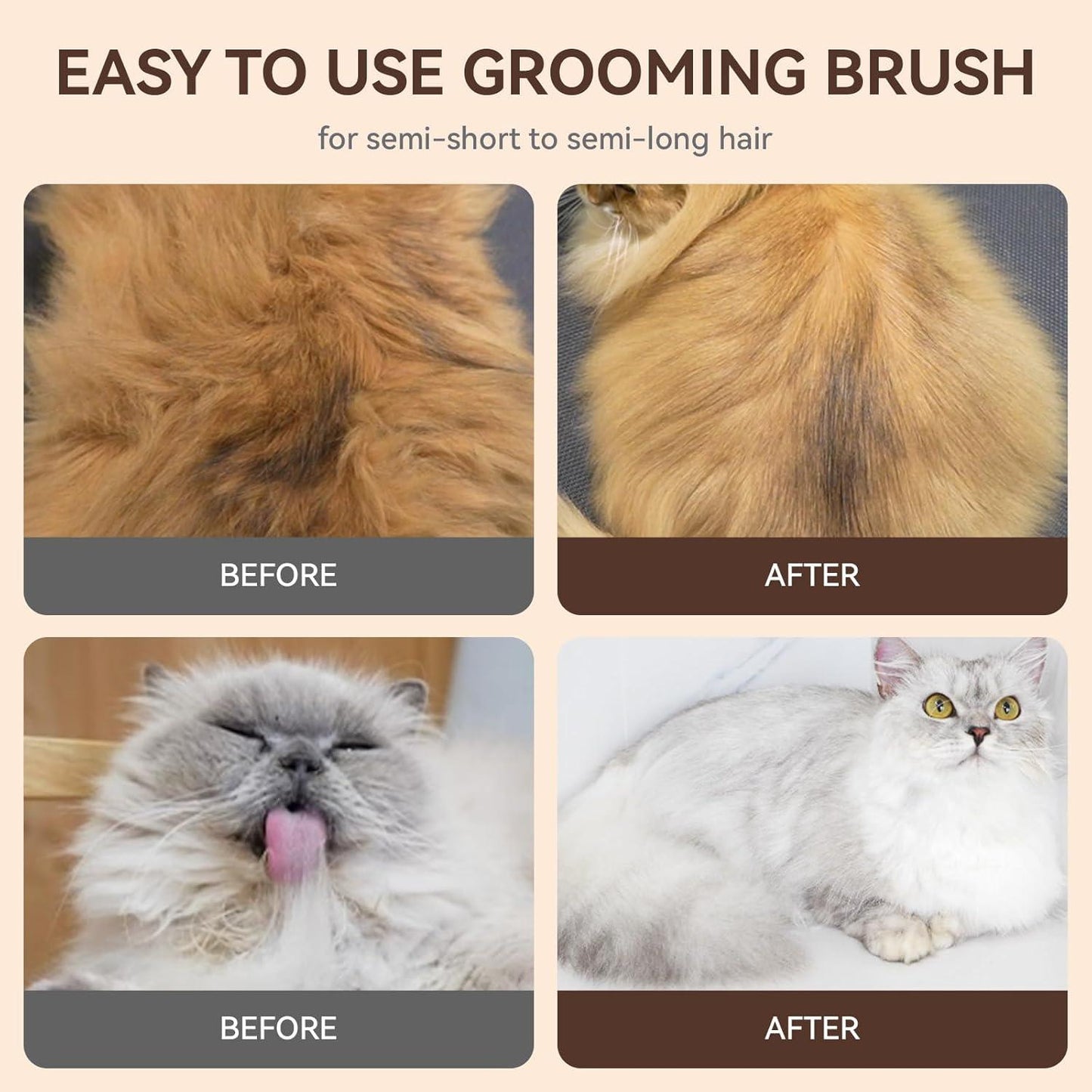 aumuca Cat Brush with Release Button, Cat Grooming Brush for Long or Short Haired Cats, Cat Hair Brush for Shedding Cat Comb for Pets Removing Loose Fur and Massage, White - Comfort Style