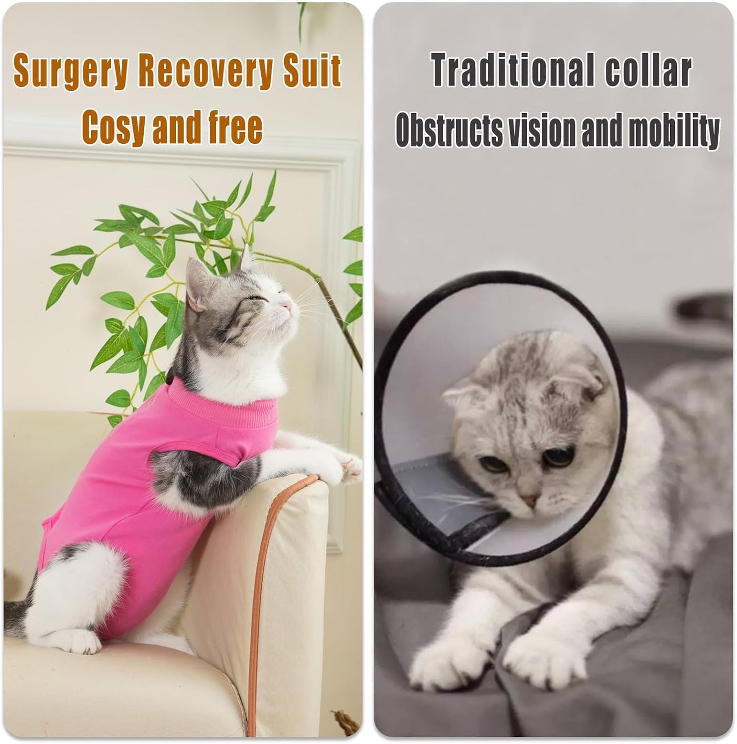 Axcimond Cat Recovery Suit Cat Body Suits for Medical Spay Surgical Cat Suit Kitten Bodysuit Post Surgery Cat Onesie Surgery Recovery Suit Cat Clothes After Surgery Recovery Collar & Cone Alternative - Comfort Style
