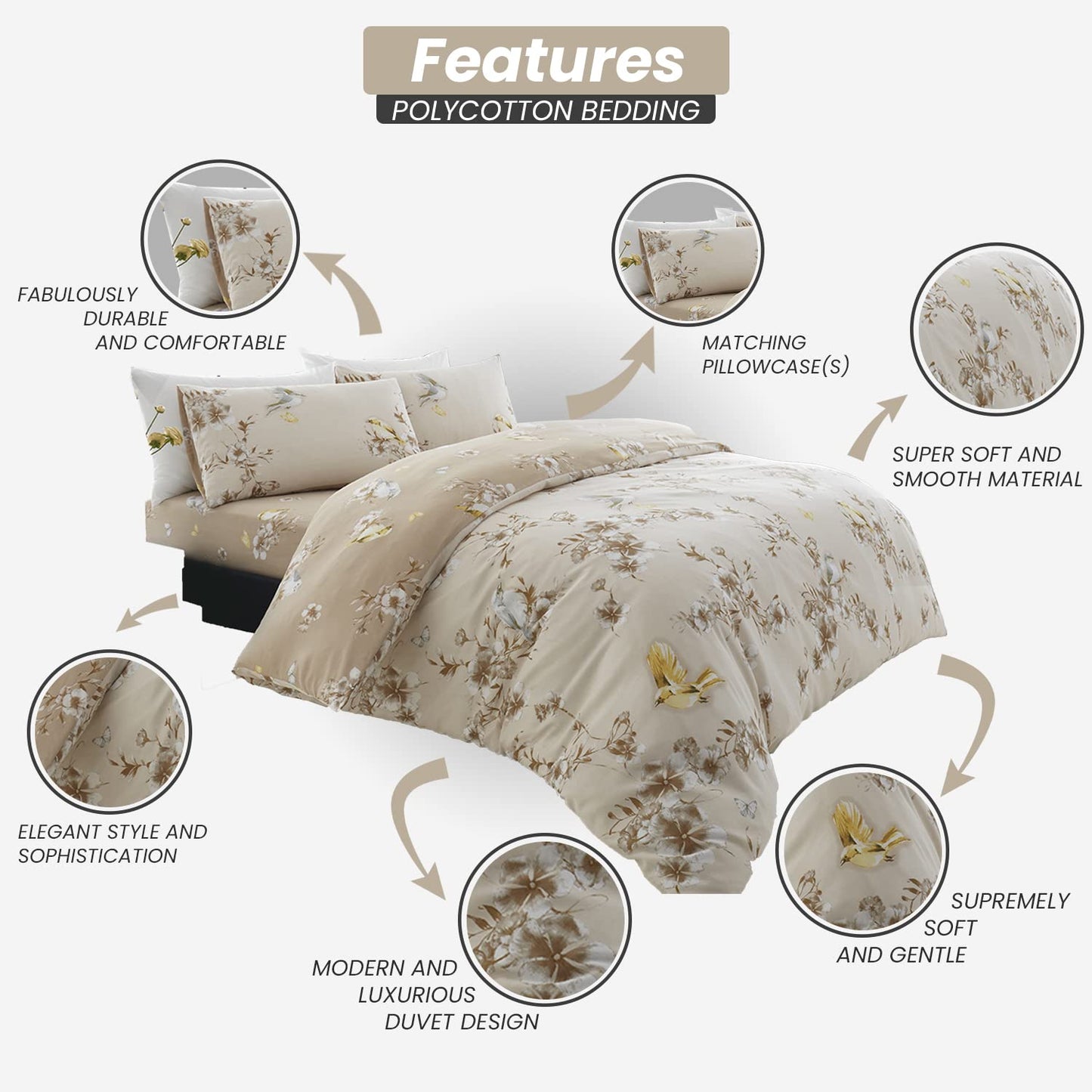 GC GAVENO CAVAILIA Duvet Cover With Pillow Cases - Polycotton Quilt Cover - Bedding Set - Comfort Style