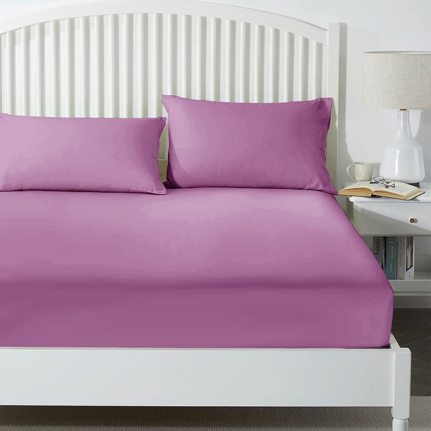 25 Cm Fitted Bed Sheets - Super Soft Deep Fitted Sheet Brushed Microfibre Anti Wrinkle Bedsheet Breathable & Fade Resistant