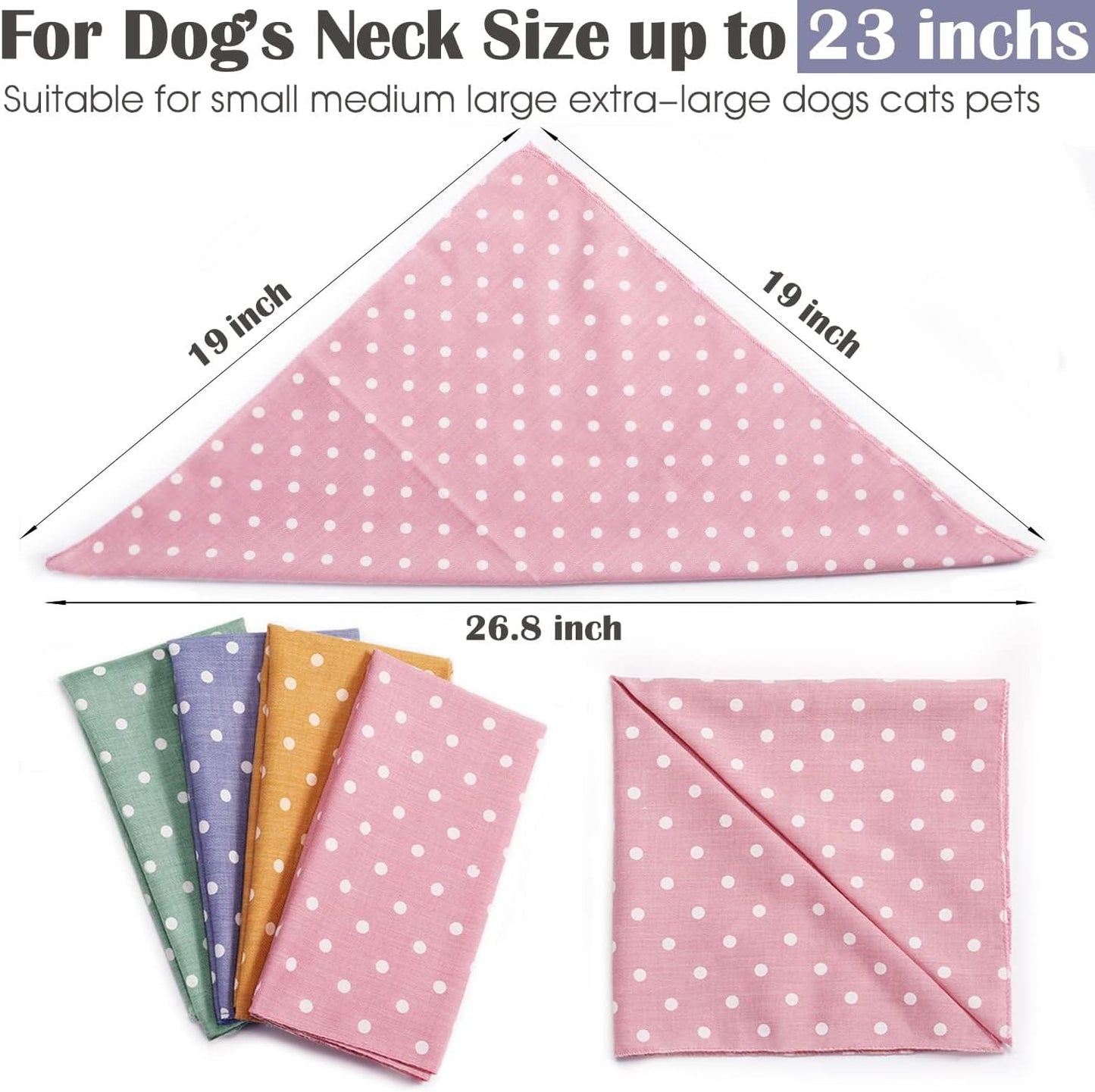 4Pcs Dog Bandana for Small Medium Large Dogs, Summer Dog Bandana Cat Dog Kerchief Dog Triangle Bibs Scarf Adjustable and Washable Dogs Decoration Accessories for Dog Cats Puppy
