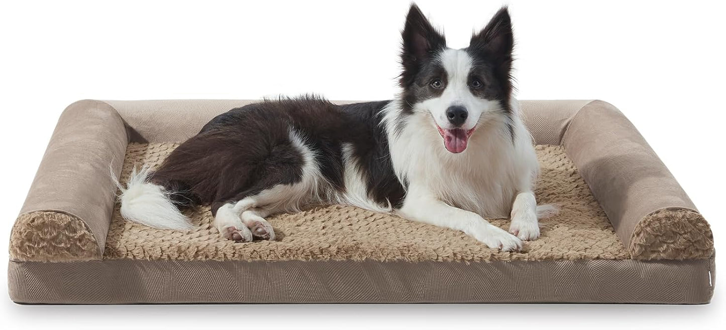 FURTIME Large Dog Bed(89 x 64cm), Orthopedic Memory Foam Dog Beds Sofa with Removable Flannel Cover, Washable Pet Bed, Good for Doberman Pinscher, Sheltie, Border Collie, Australian Herding Dog - Comfort Style