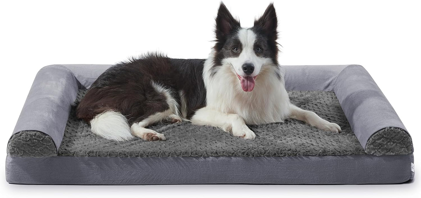 FURTIME Large Dog Bed(89 x 64cm), Orthopedic Memory Foam Dog Beds Sofa with Removable Flannel Cover, Washable Pet Bed, Good for Doberman Pinscher, Sheltie, Border Collie, Australian Herding Dog - Comfort Style