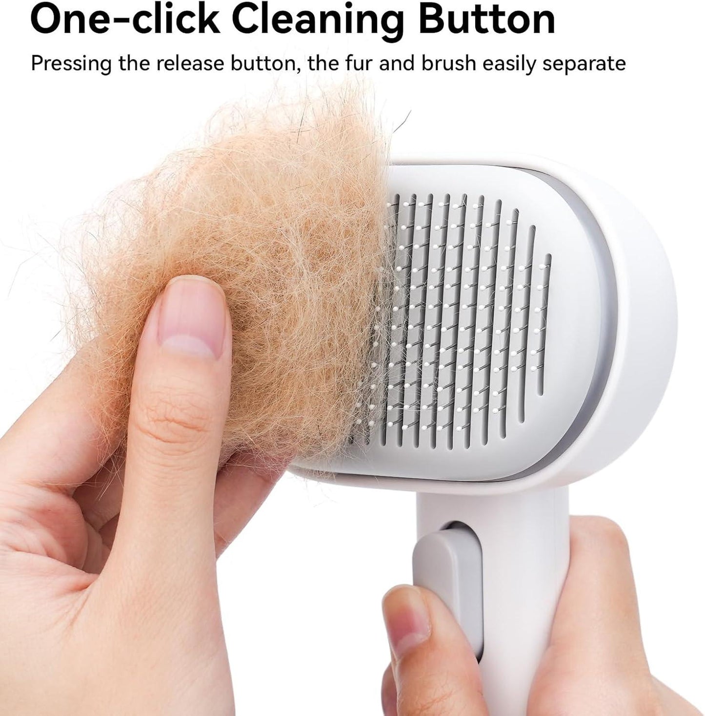 aumuca Cat Brush with Release Button, Cat Grooming Brush for Long or Short Haired Cats, Cat Hair Brush for Shedding Cat Comb for Pets Removing Loose Fur and Massage, White - Comfort Style