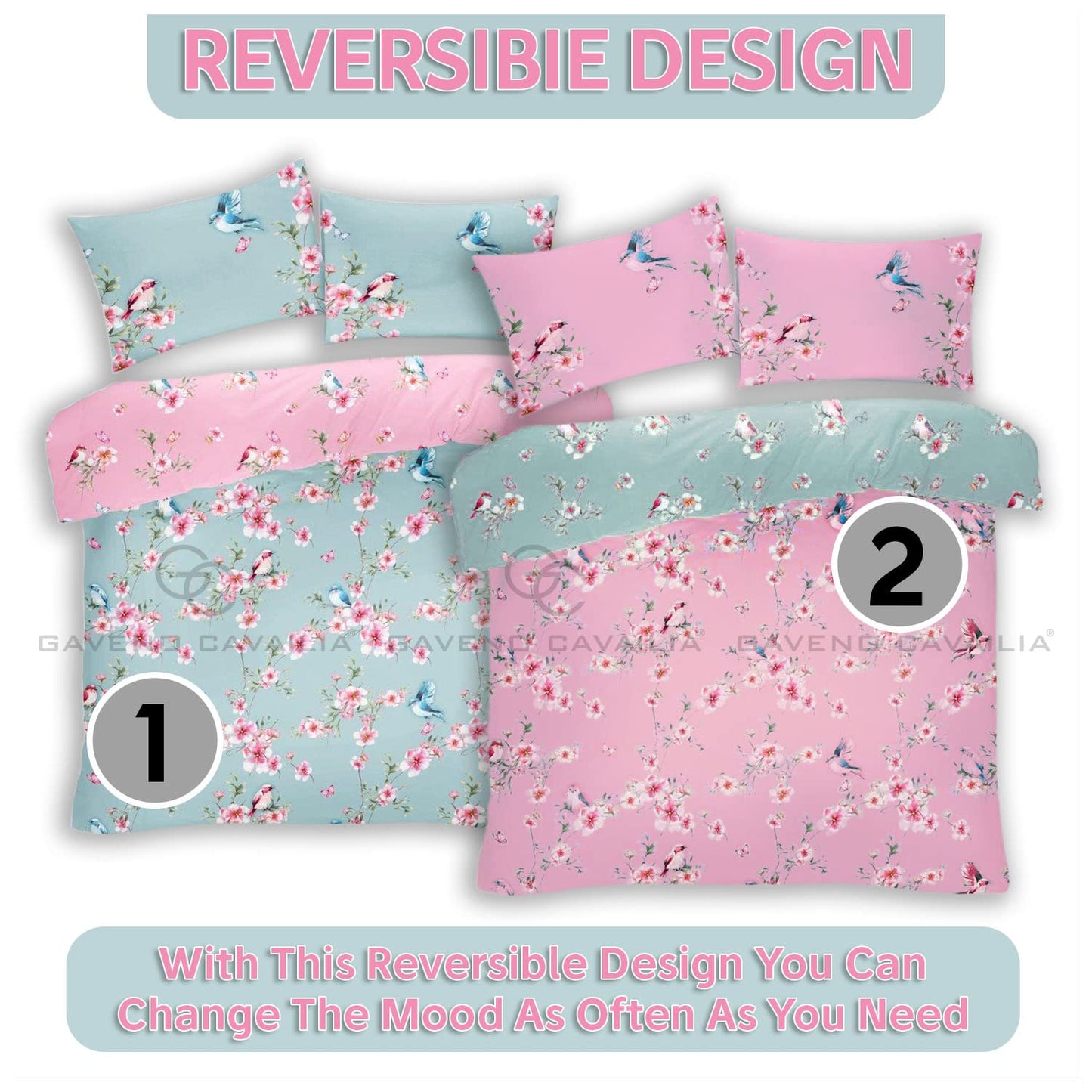 GC GAVENO CAVAILIA Duvet Cover With Pillow Cases - Polycotton Quilt Cover - Bedding Set - Comfort Style