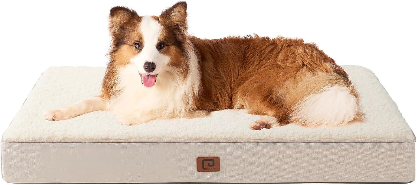 EHEYCIGA Orthopedic Dog Beds Large Mattress with Removable Washable Cover for Crate, Grey, 91x68x9cm - Comfort Style