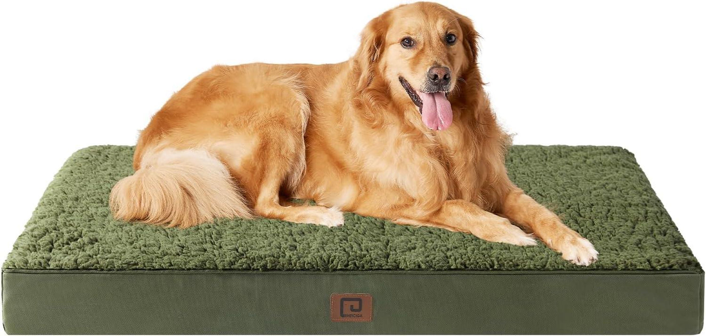 EHEYCIGA Orthopedic Dog Beds Large Mattress with Removable Washable Cover for Crate, Grey, 91x68x9cm - Comfort Style