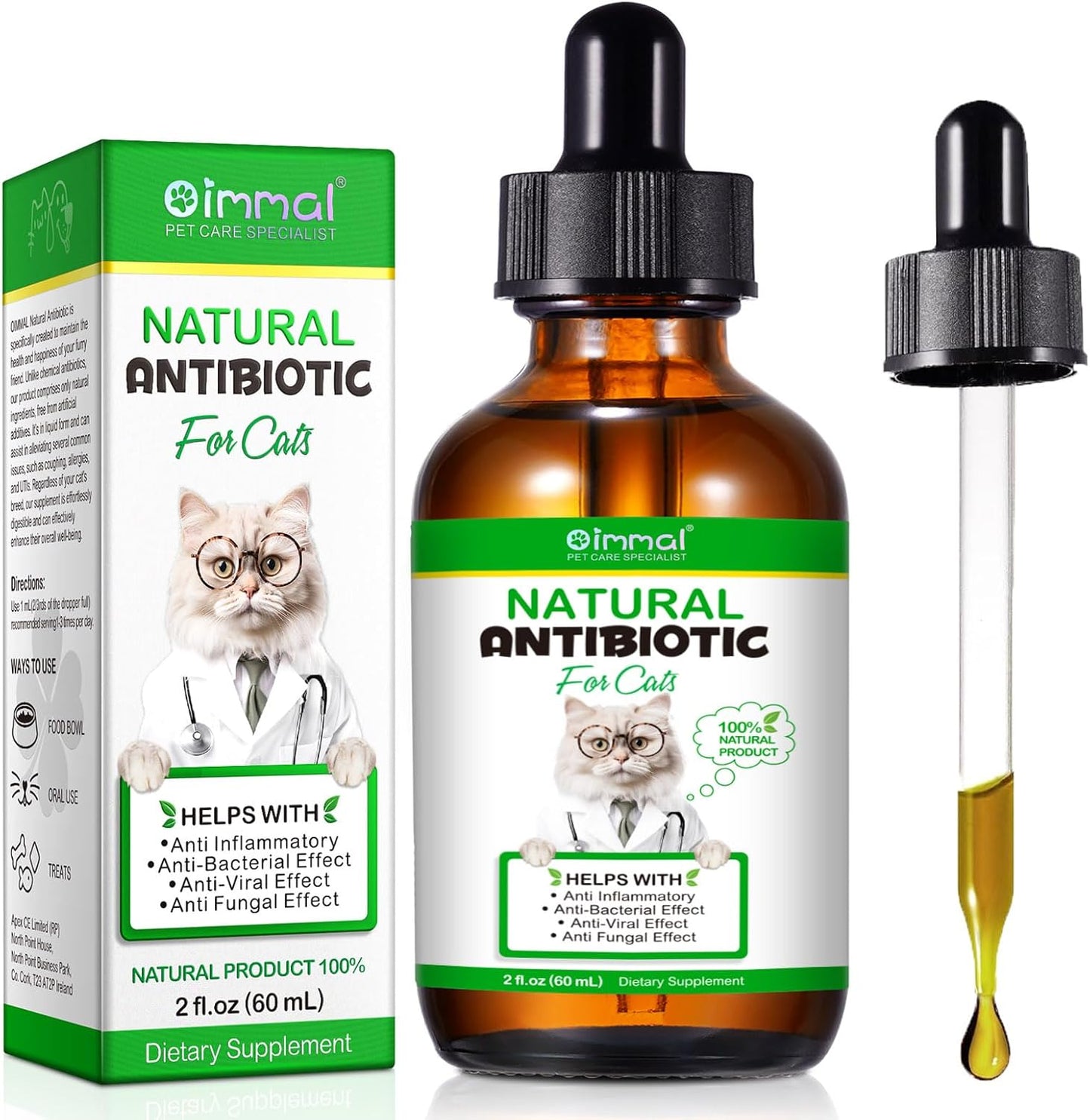 Antibiotics for Cats, Cat Antibiotics 60ml, Cat Immune Support, Cat Antibiotics for Infections, Cat Itch Relief, Cat Multivitamin, Supports Cat Allergy Relief, Roast Chicken Flavor - Comfort Style