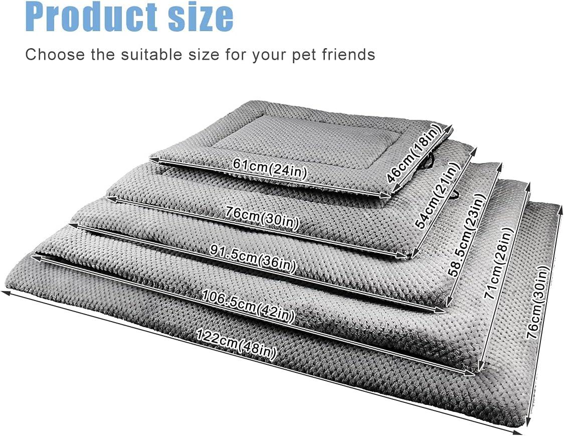 Onarway Dog Bed Mat Medium: Washable Fluffy Dog Bed Cushion for Cats Puppies - M 76x54cm Sherpa Dog Crate Mattress for Medium Pets Grey - Comfort Style