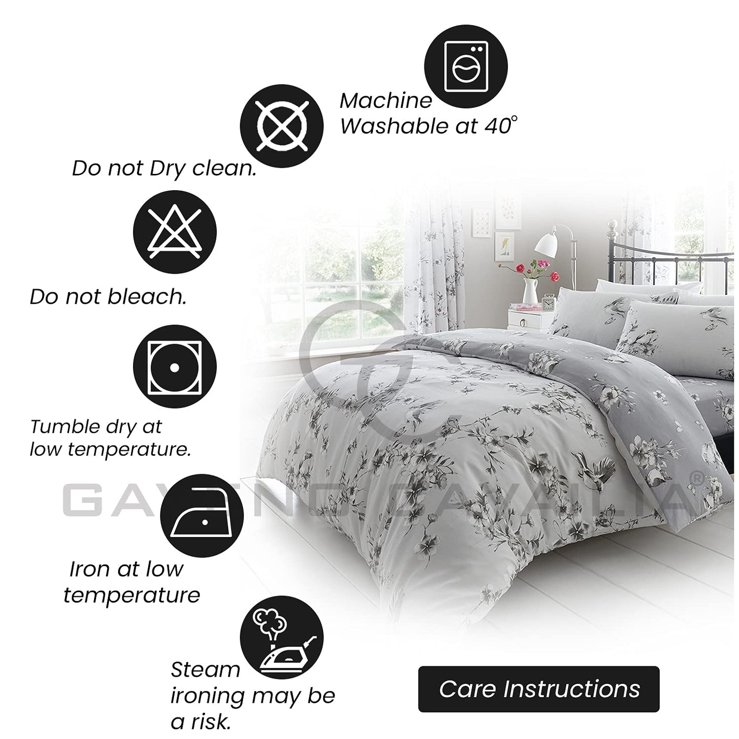 GC GAVENO CAVAILIA Duvet Cover With Pillow Cases - Polycotton Quilt Cover - Bedding Set - Comfort Style