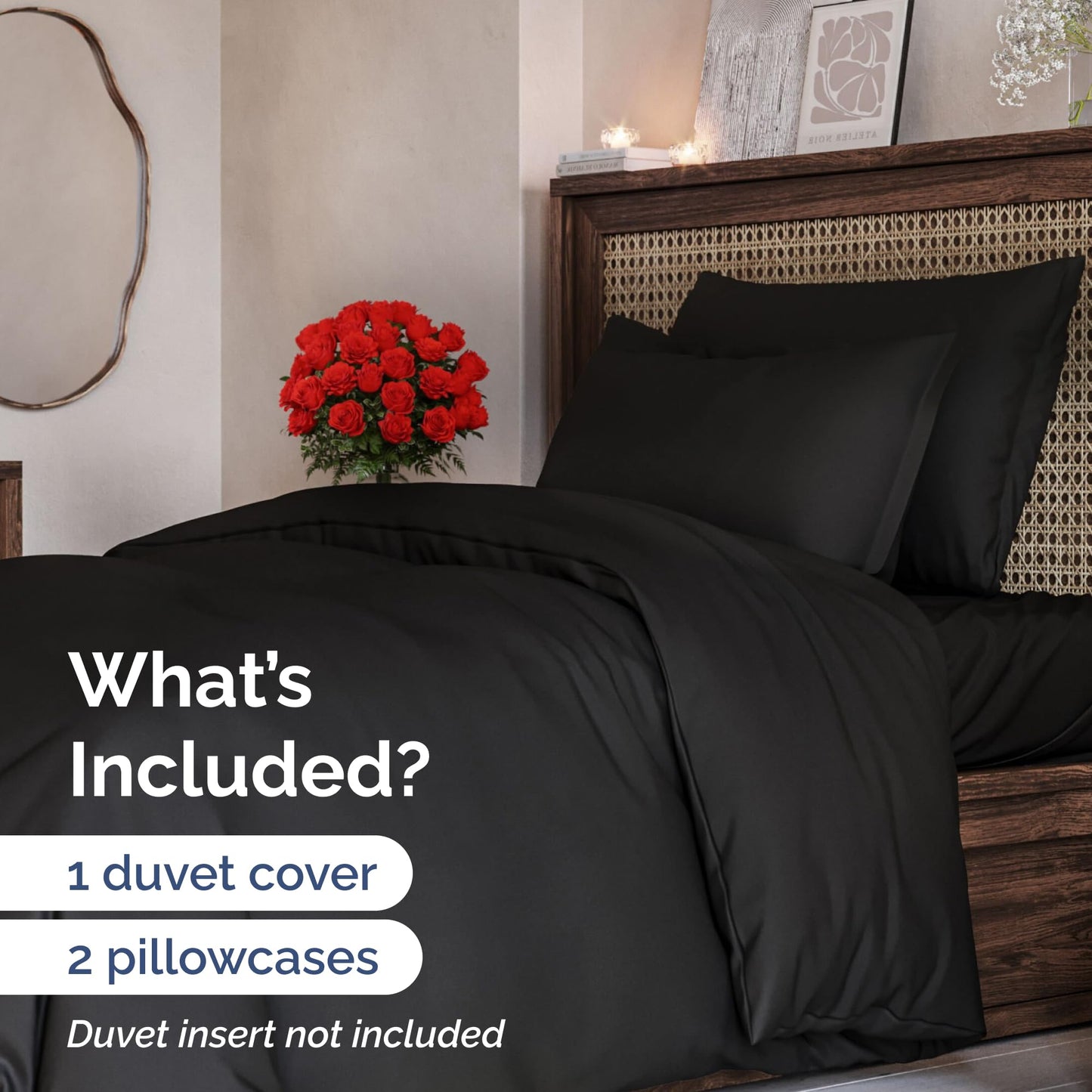 Bedding Duvet Quilt Cover Set with 2 Pillowcases - Hotel Quality - Cooling, Wrinkle-Free, Machine Washable with Zipper & Corner Ties - Super Soft Microfibre-Polyester - Comfort Style