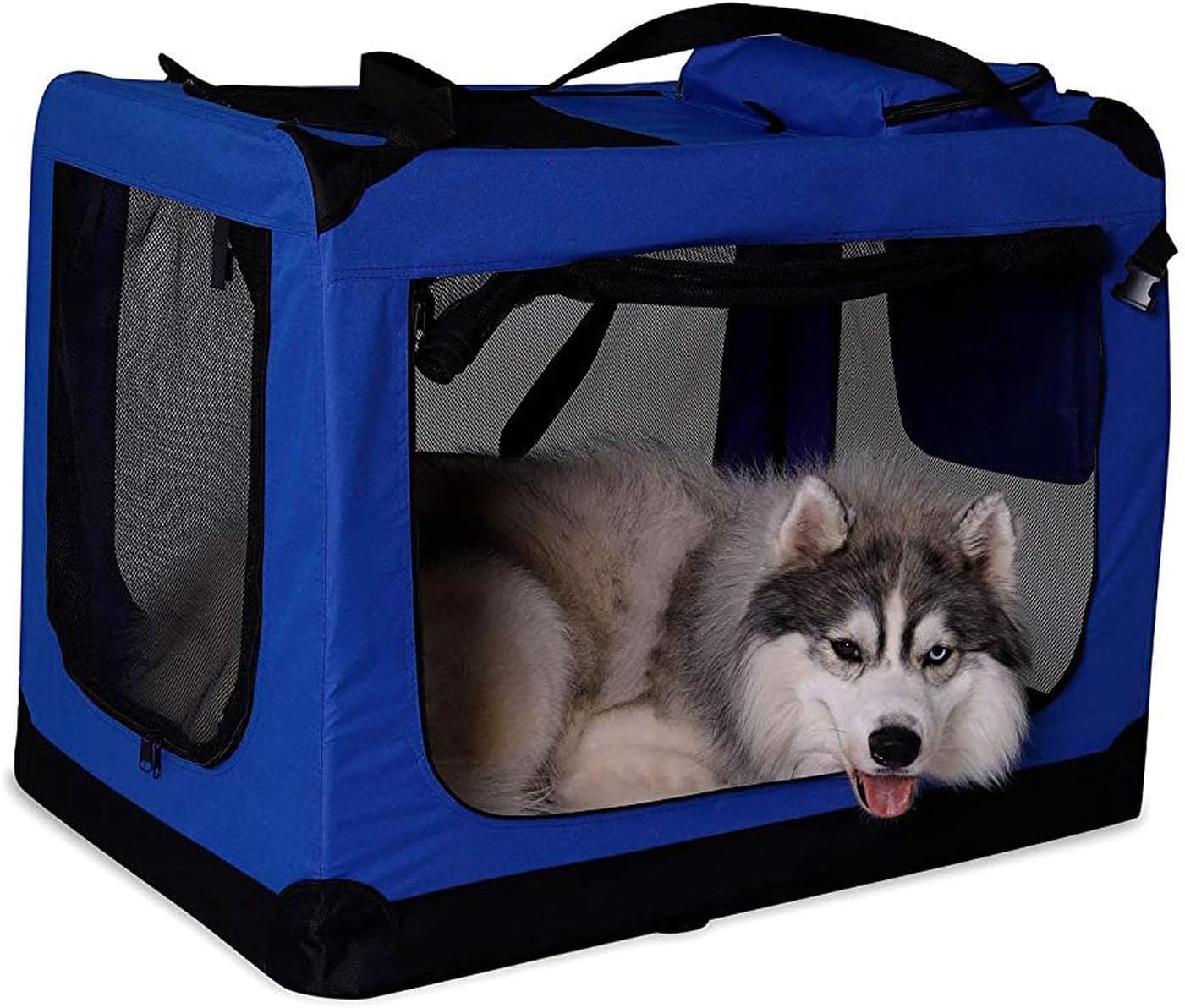 lionto Dog transport box foldable for travel & car, 50x34x36 cm, sturdy transport box with carrying handles & blanket for cats & dogs up to 10 kg, sturdy fabric dog box for small & large, beige - Comfort Style