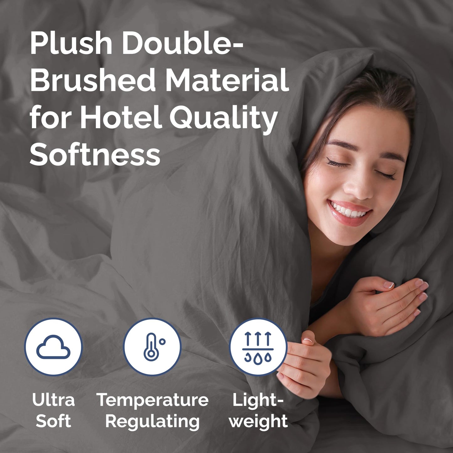 Bedding Duvet Quilt Cover Set with 2 Pillowcases - Hotel Quality - Cooling, Wrinkle-Free, Machine Washable with Zipper & Corner Ties - Super Soft Microfibre-Polyester - Comfort Style