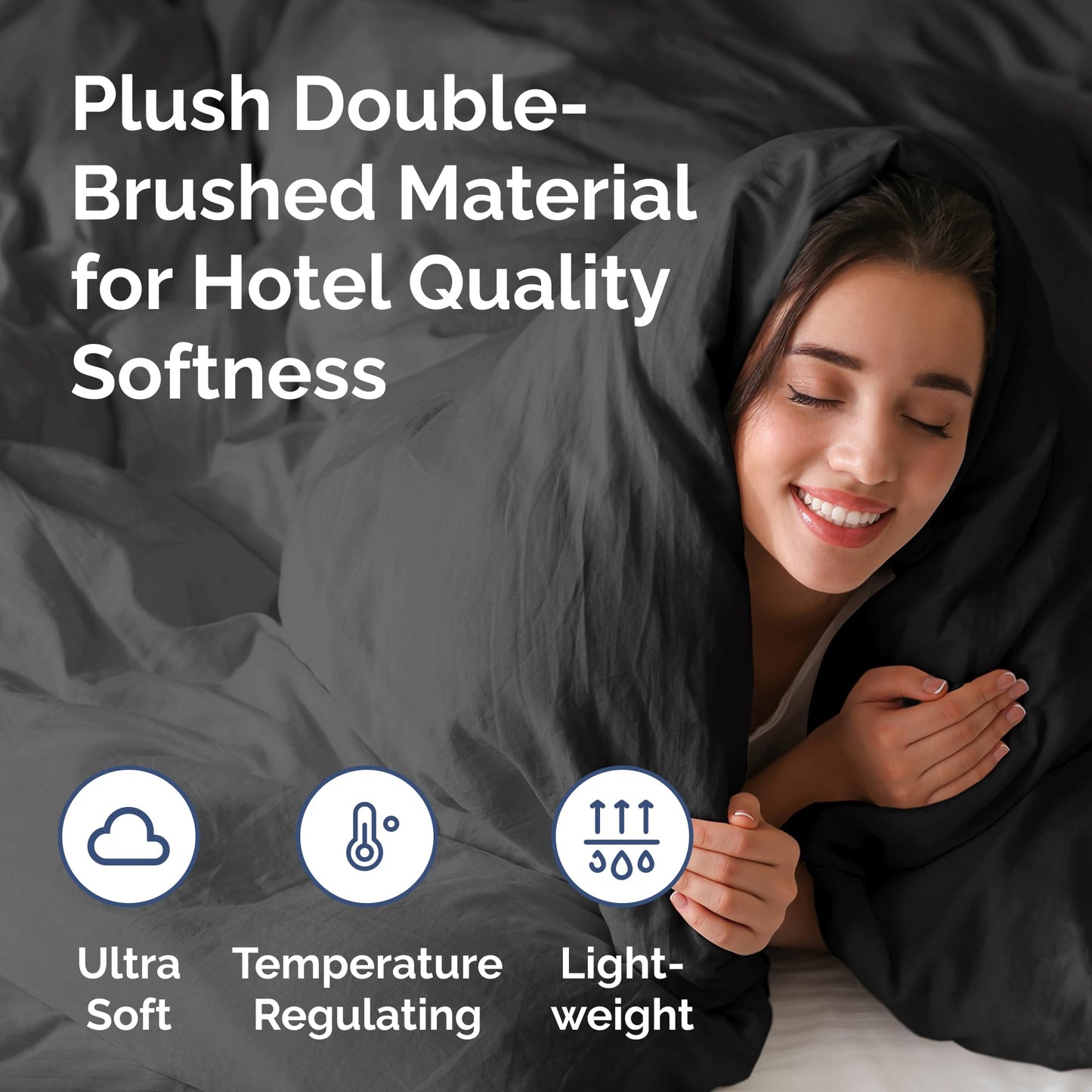 Bedding Duvet Quilt Cover Set with 2 Pillowcases - Hotel Quality - Cooling, Wrinkle-Free, Machine Washable with Zipper & Corner Ties - Super Soft Microfibre-Polyester - Comfort Style