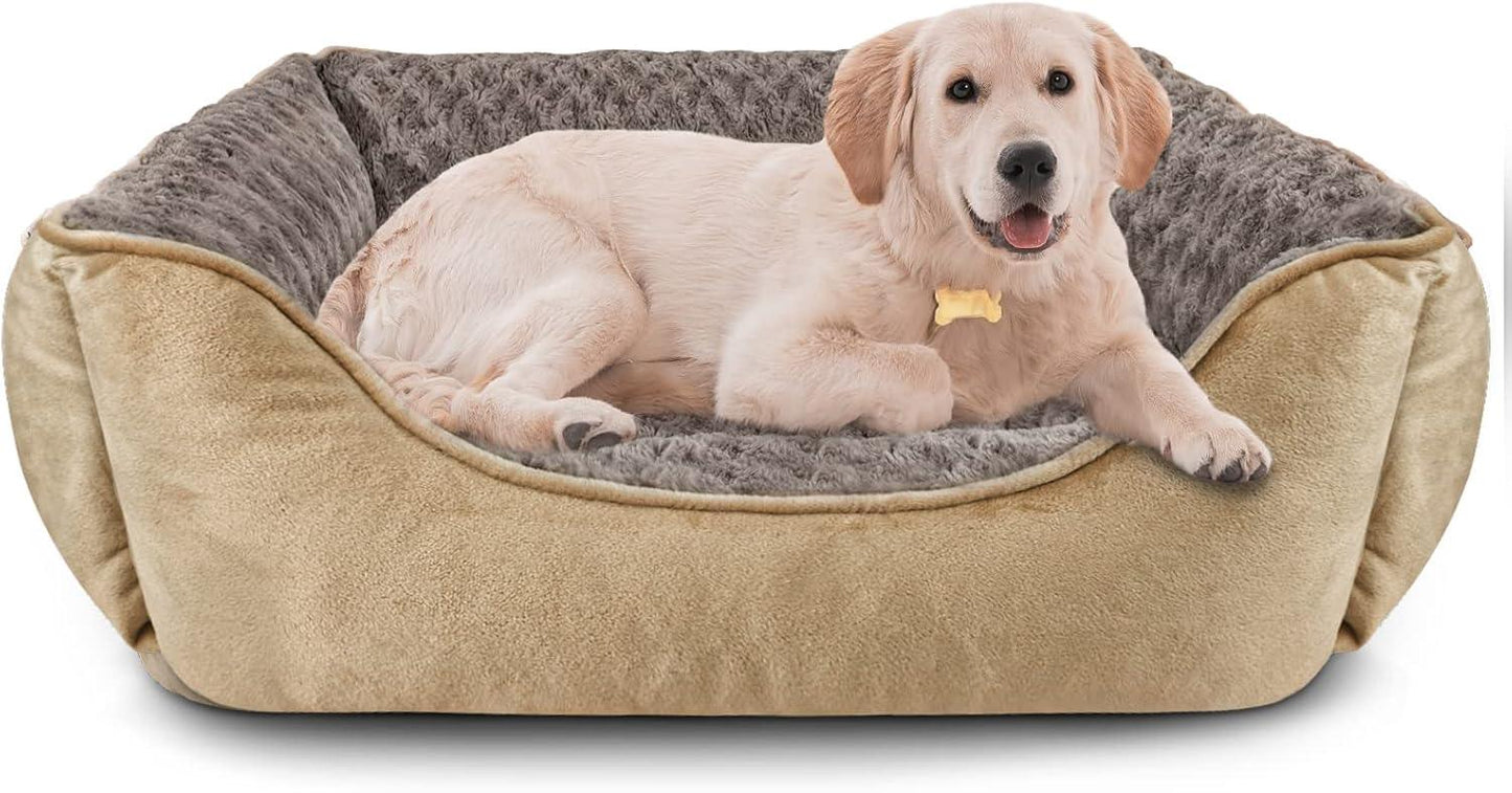 JOEJOY Dog Bed Medium - Washable Dog Bed Anti-Anxiety Dog Bed Soft Plush Dog Bed Rectangle Non-Slip Bottom Pet Bed - Small | Medium | Large Size Mattress Mat For Dog, Grey - Comfort Style