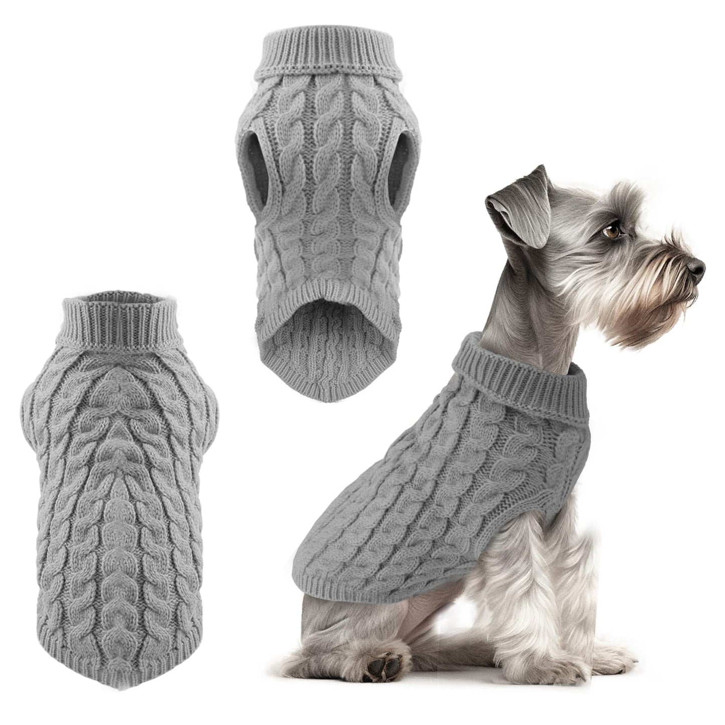 Fiohiros Dog Jumpers Knitted Turtleneck, Warm Winter Dachshund Jumper Cute, Apparel Puppy Twist Striped Vest Dog Clothes for Dogs Cats