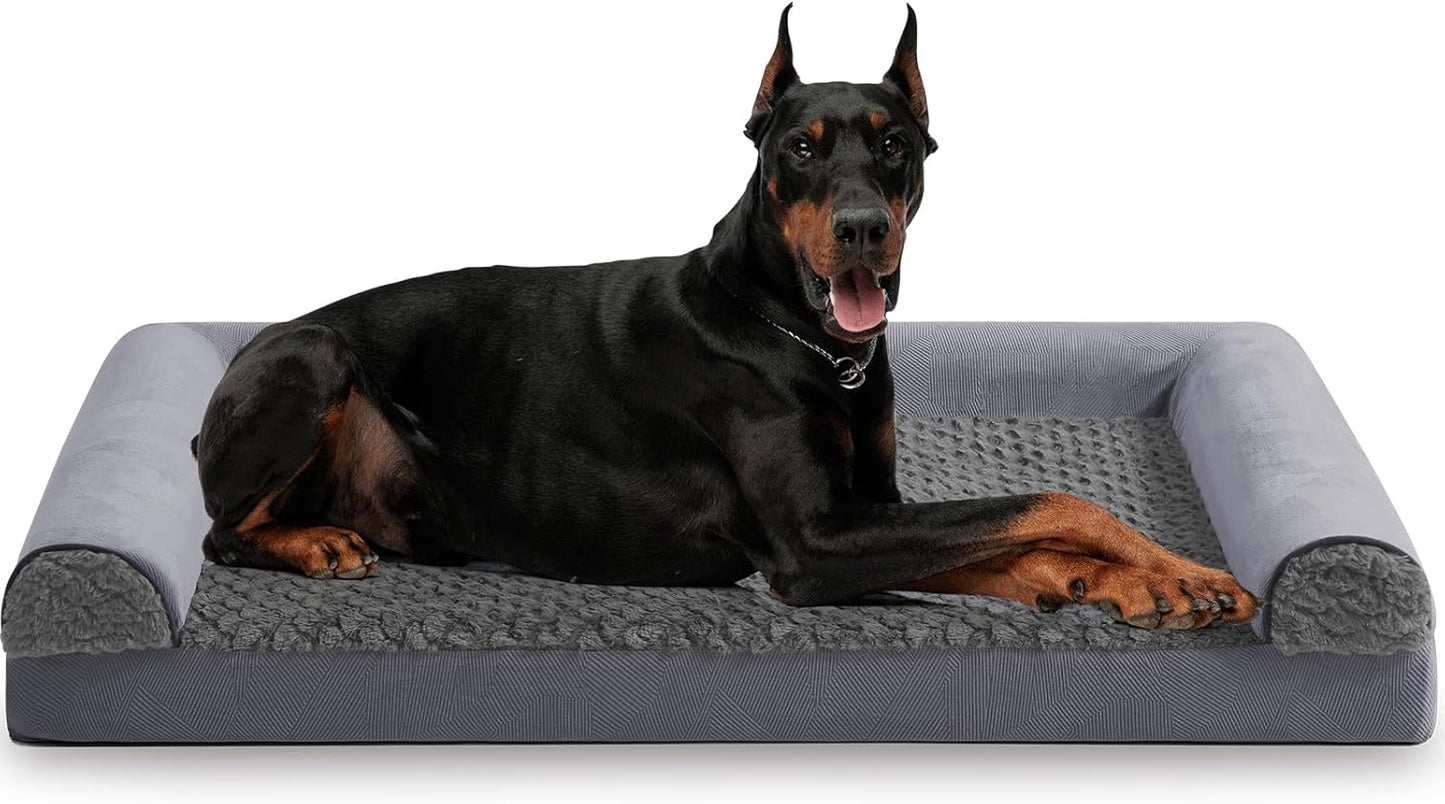 FURTIME Large Dog Bed(89 x 64cm), Orthopedic Memory Foam Dog Beds Sofa with Removable Flannel Cover, Washable Pet Bed, Good for Doberman Pinscher, Sheltie, Border Collie, Australian Herding Dog - Comfort Style