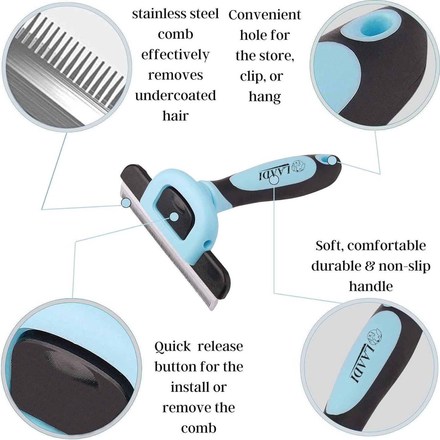 Laadi Deshedding Tool for Dogs and Cats - Reduces Shedding by Up to 95% in Less Than 10 Minutesâbest Choice for Grooming and Deshedding Your Lovely Pets. Dog Brush Cat brush Horse Brush Rabbit Brush. - Comfort Style