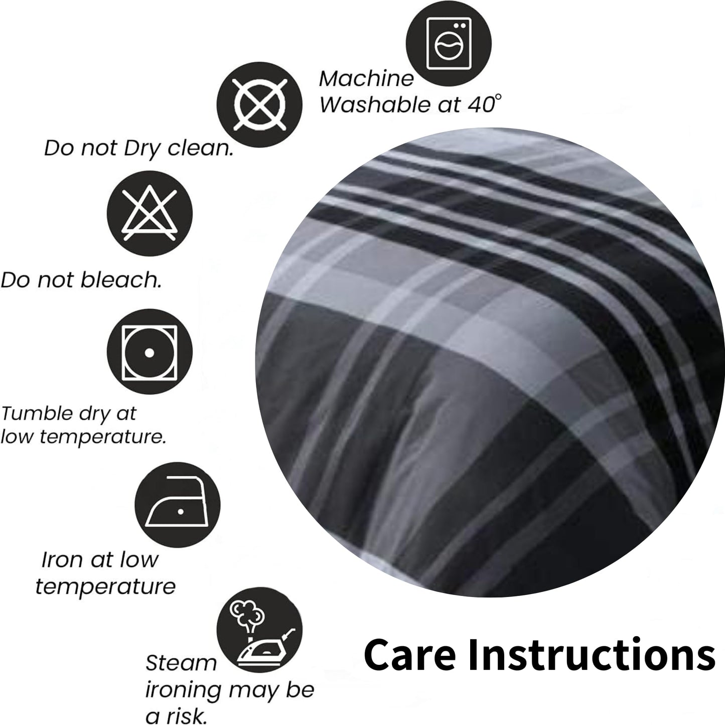 Olivia Rocco Hudson Check Duvet Cover Set Modern Print Cotton Rich Quilt Covers Bedding Bed Linen Set - Comfort Style
