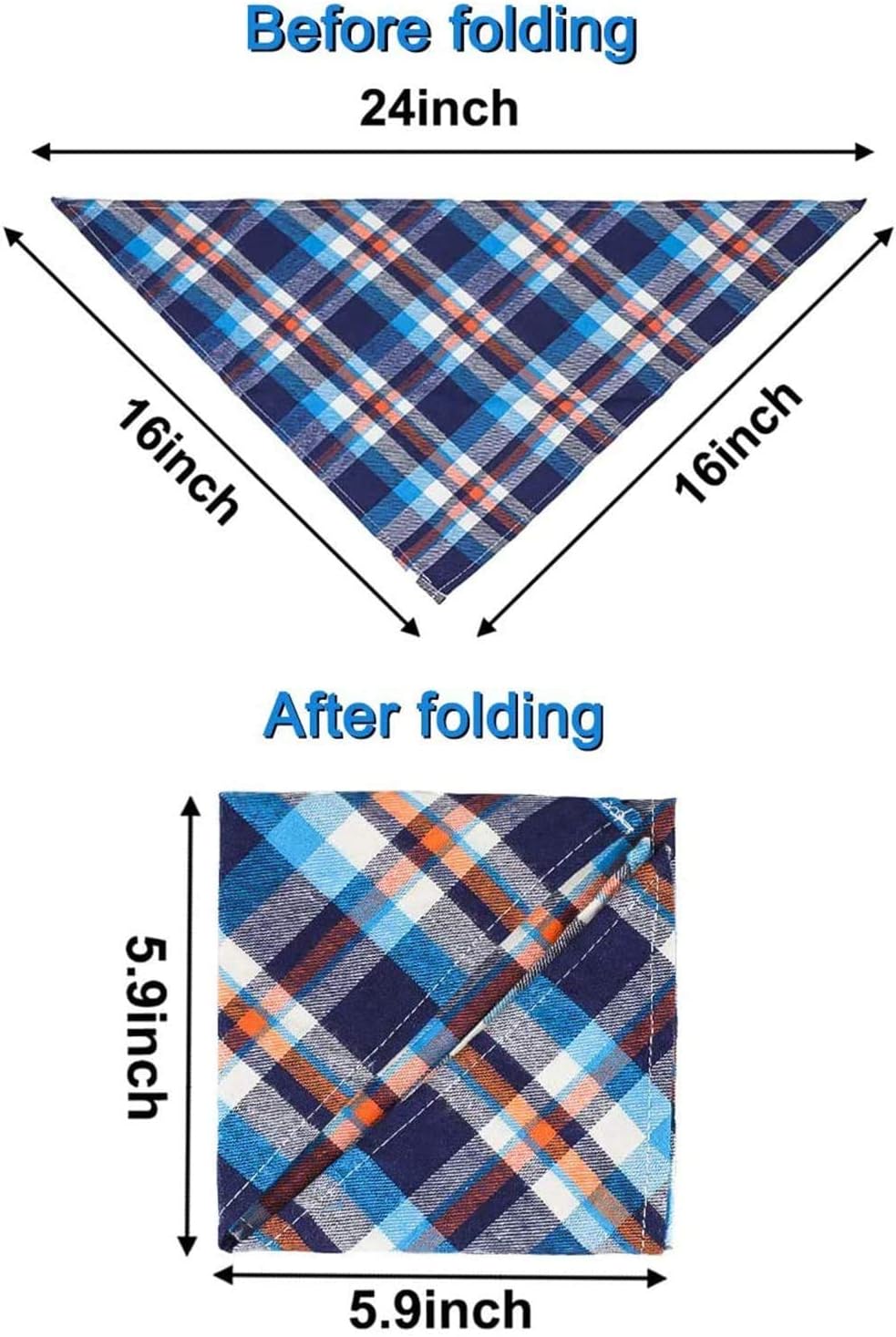 VIPITH, Bandana for Dogs, Pack of 8 Washable Reversible Adjustable Triangle Bibs for Pets and Cats (Random Color)