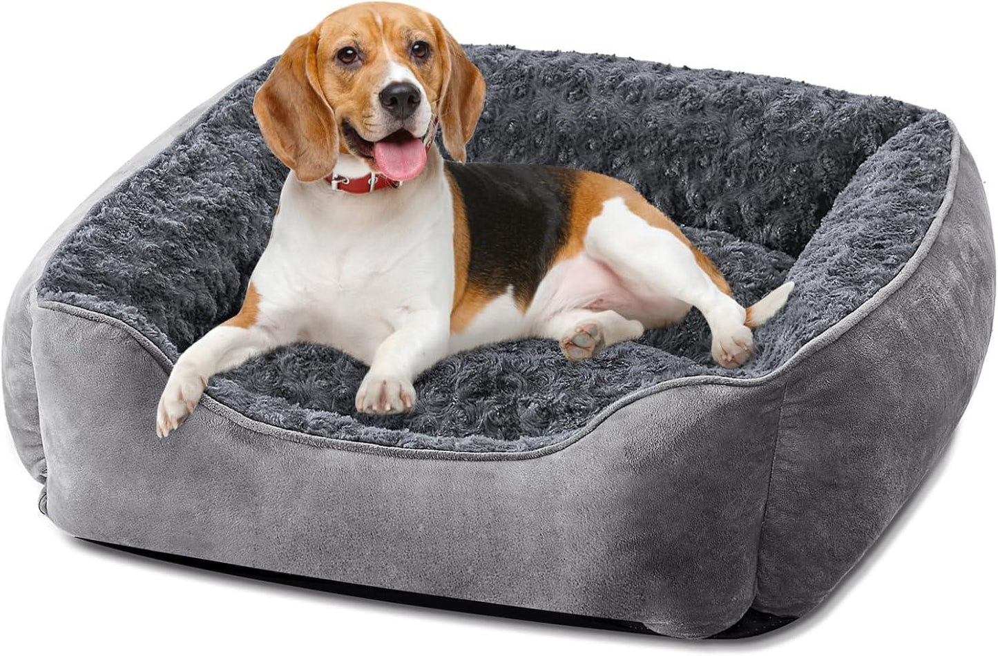 JOEJOY Dog Bed Medium - Washable Dog Bed Anti-Anxiety Dog Bed Soft Plush Dog Bed Rectangle Non-Slip Bottom Pet Bed - Small | Medium | Large Size Mattress Mat For Dog, Grey - Comfort Style