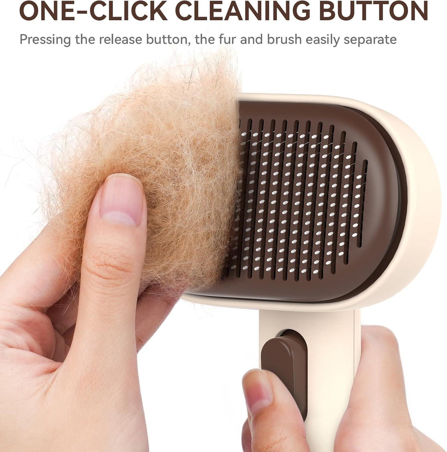 aumuca Cat Brush with Release Button, Cat Grooming Brush for Long or Short Haired Cats, Cat Hair Brush for Shedding Cat Comb for Pets Removing Loose Fur and Massage, White - Comfort Style