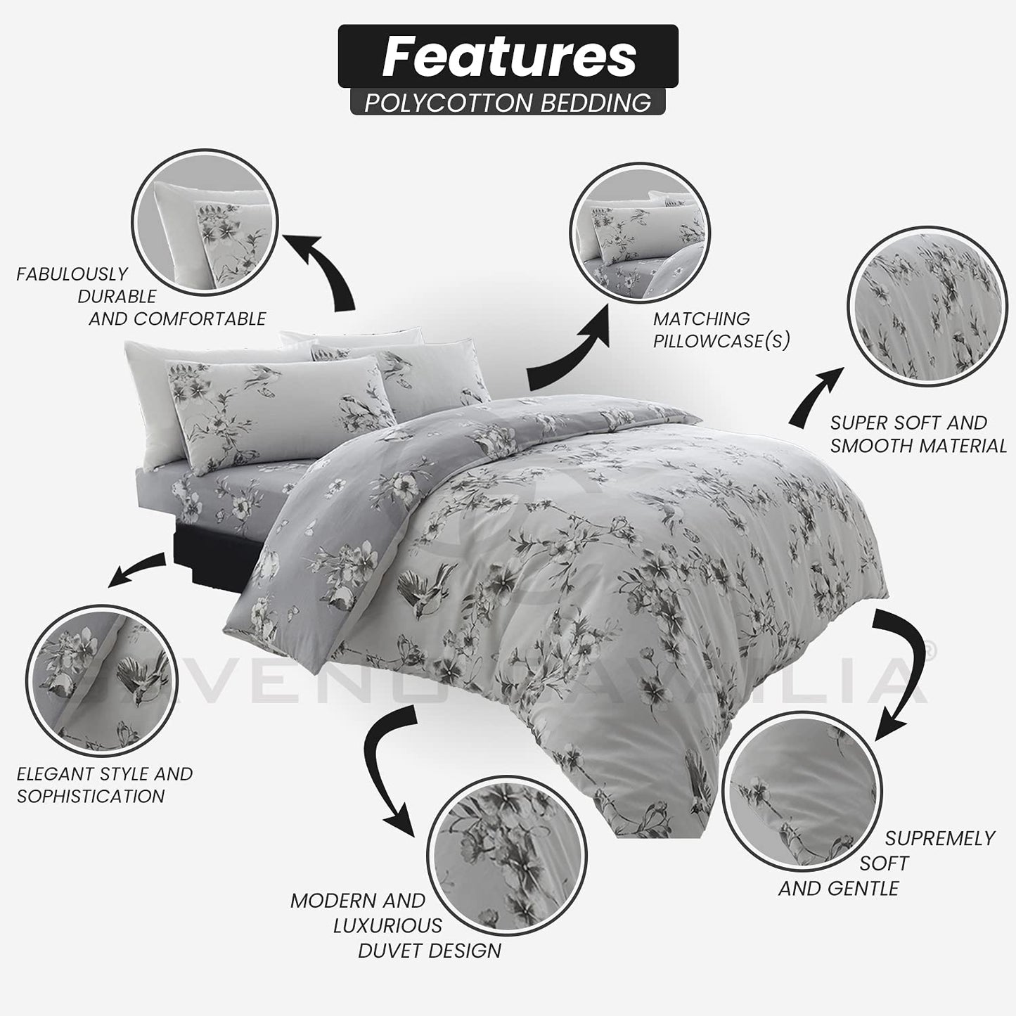 GC GAVENO CAVAILIA Duvet Cover With Pillow Cases - Polycotton Quilt Cover - Bedding Set - Comfort Style