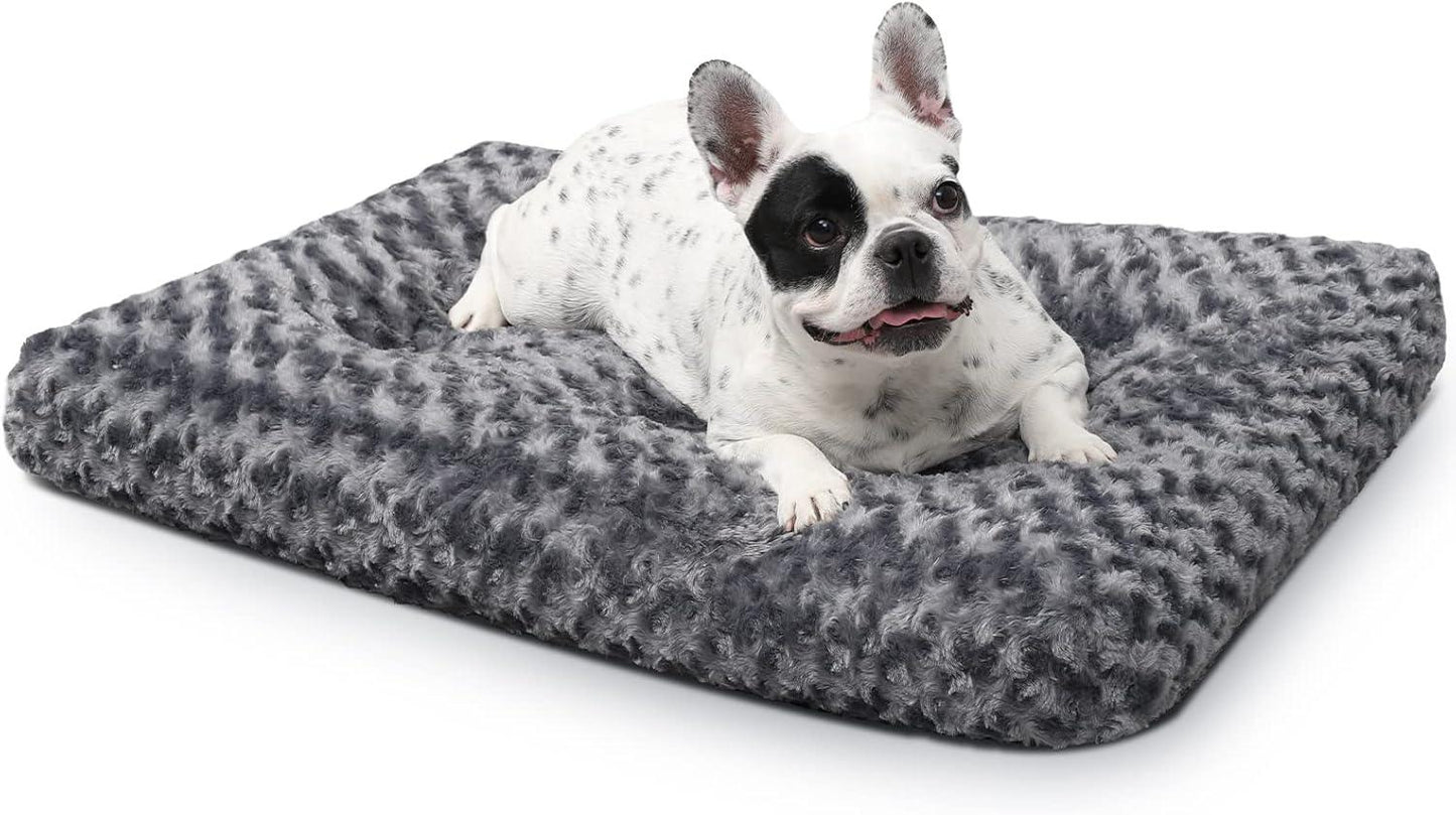 KSIIA Large Dog Bed Washable, Calming Dog Bed, Dog Crate Mattress with Non skid Bottom, Fluffy Anti Anxiety Dog Beds, Pet Beds Pillow Cushion for Dog, Dark Grey, 90x60x8cm - Comfort Style