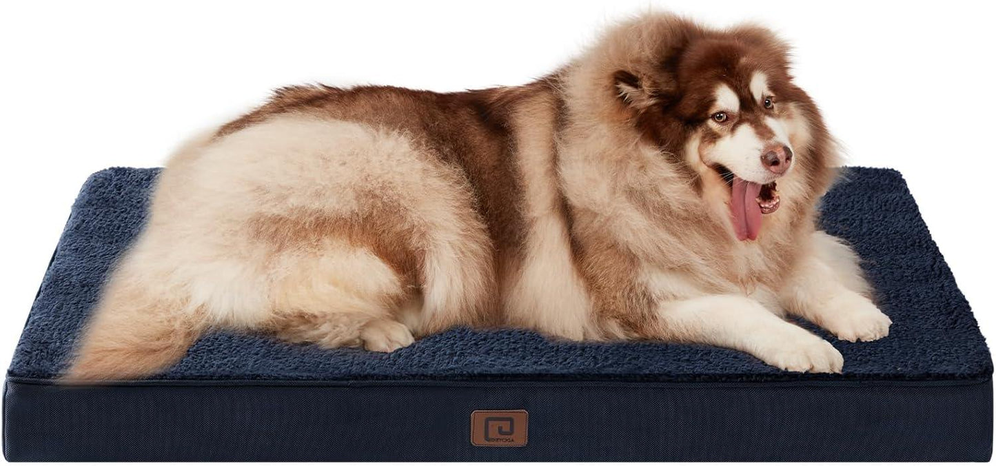 EHEYCIGA Orthopedic Dog Beds Large Mattress with Removable Washable Cover for Crate, Grey, 91x68x9cm - Comfort Style