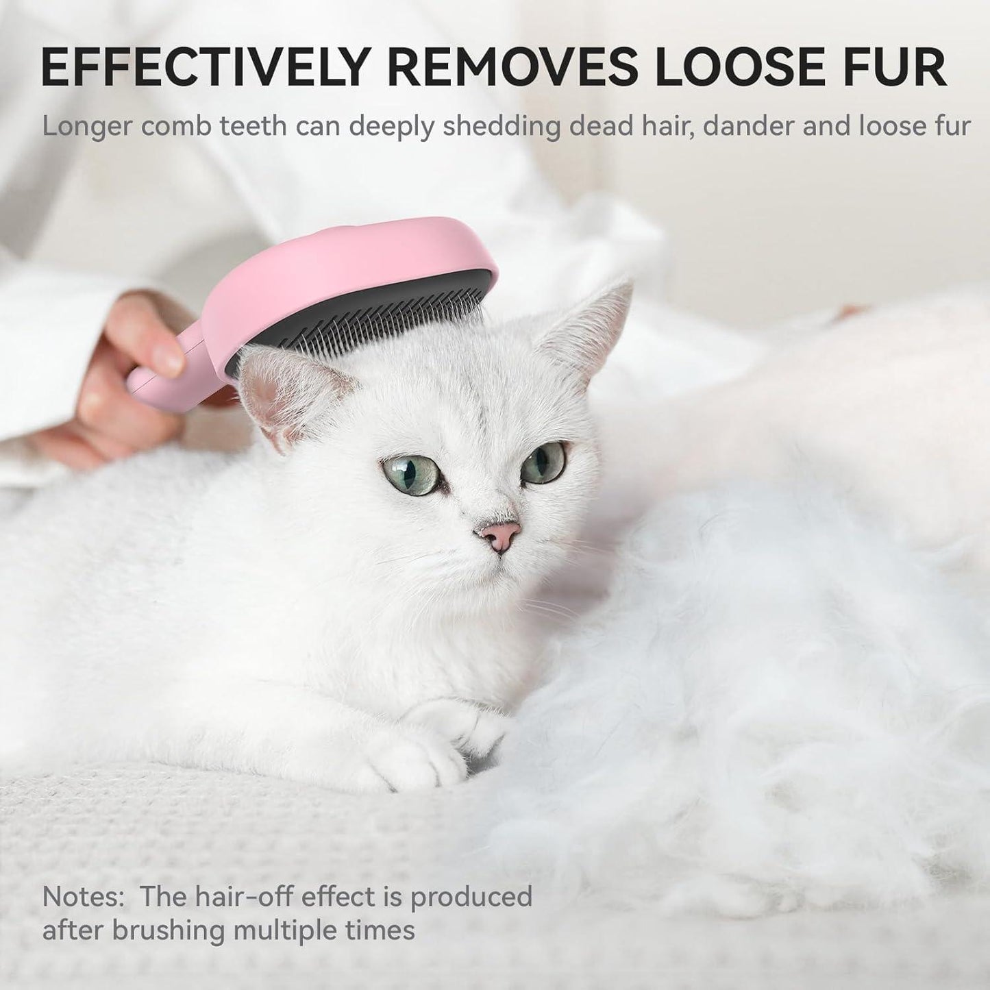 aumuca Cat Brush with Release Button, Cat Grooming Brush for Long or Short Haired Cats, Cat Hair Brush for Shedding Cat Comb for Pets Removing Loose Fur and Massage, White - Comfort Style