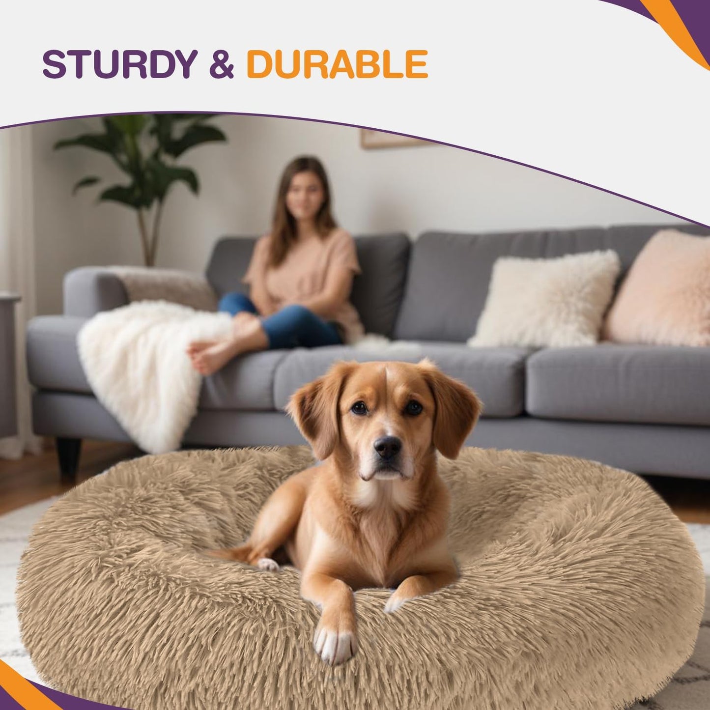 ELYF 50cm Dark Grey Donut Cat Beds for Indoor Cats Clearance, Kitten Bed and Puppy Bed with Anti-Slip Waterproof Bottom, Fluffy Cosy Pet Bedding & Furniture for Small Dog Bed Clearance, Large Cat Bed - Comfort Style