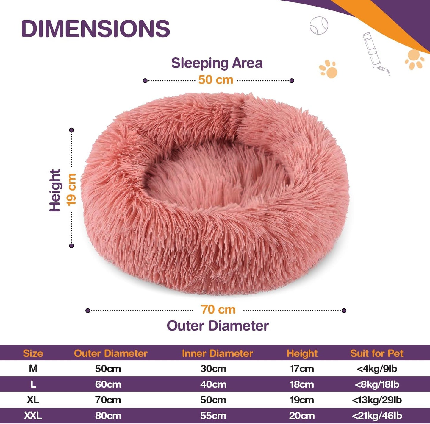 ELYF 50cm Dark Grey Donut Cat Beds for Indoor Cats Clearance, Kitten Bed and Puppy Bed with Anti-Slip Waterproof Bottom, Fluffy Cosy Pet Bedding & Furniture for Small Dog Bed Clearance, Large Cat Bed - Comfort Style