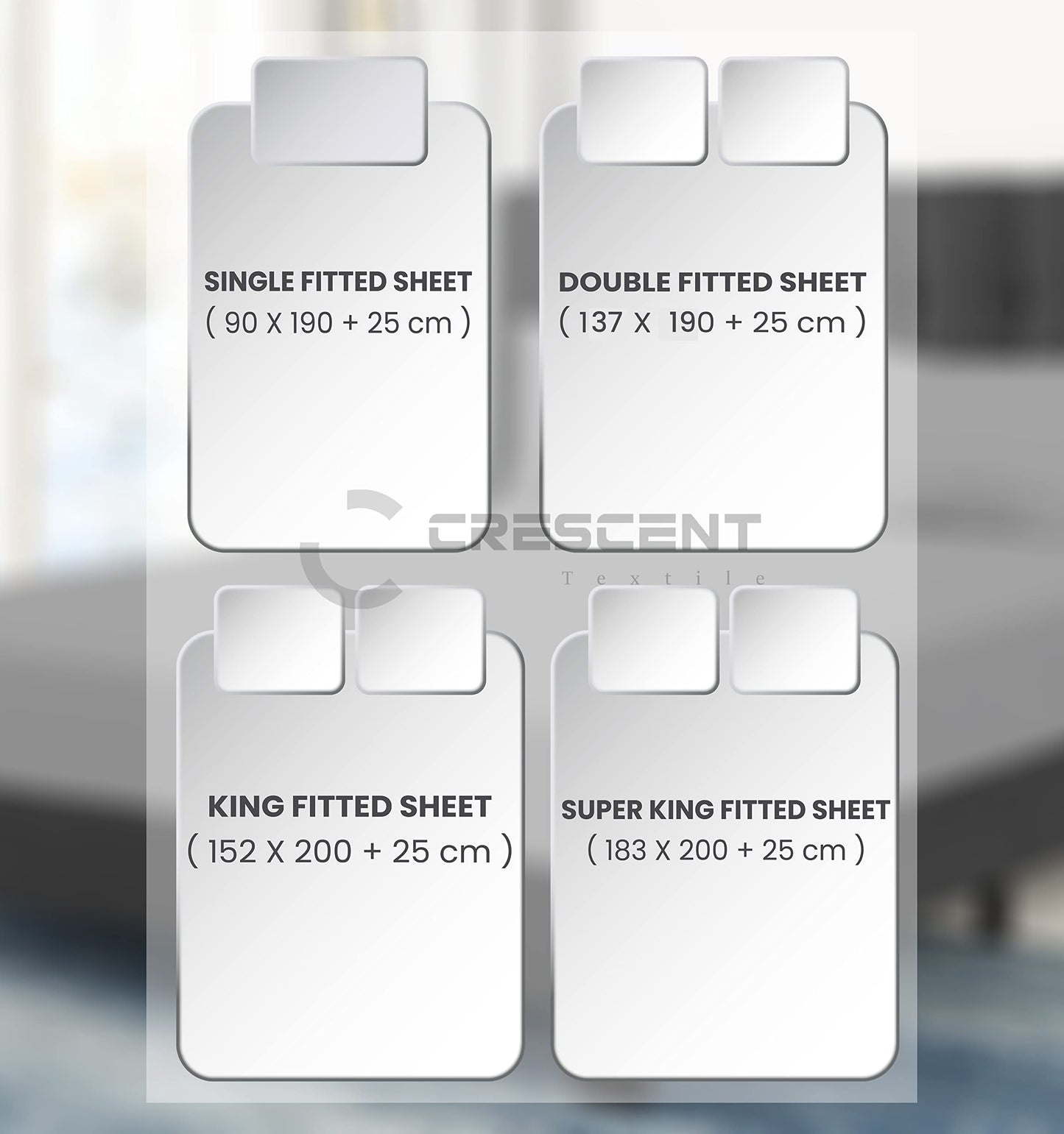 200 Thread Count Hotel Quality Bedding 100% Pure Egyptian Cotton Fitted Sheet - Stretches Up To 25cm Deep
