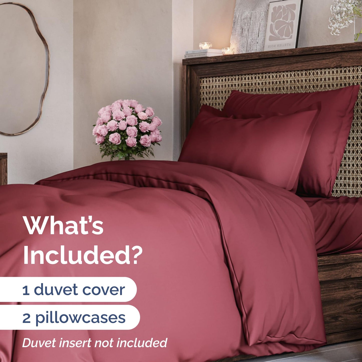 Bedding Duvet Quilt Cover Set with 2 Pillowcases - Hotel Quality - Cooling, Wrinkle-Free, Machine Washable with Zipper & Corner Ties - Super Soft Microfibre-Polyester - Comfort Style