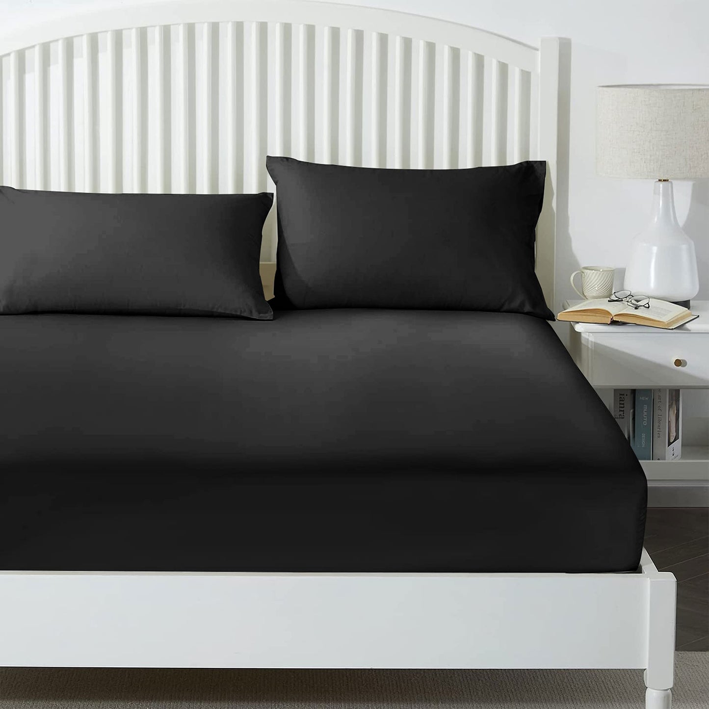 25 Cm Fitted Bed Sheets - Super Soft Deep Fitted Sheet Brushed Microfibre Anti Wrinkle Bedsheet Breathable & Fade Resistant