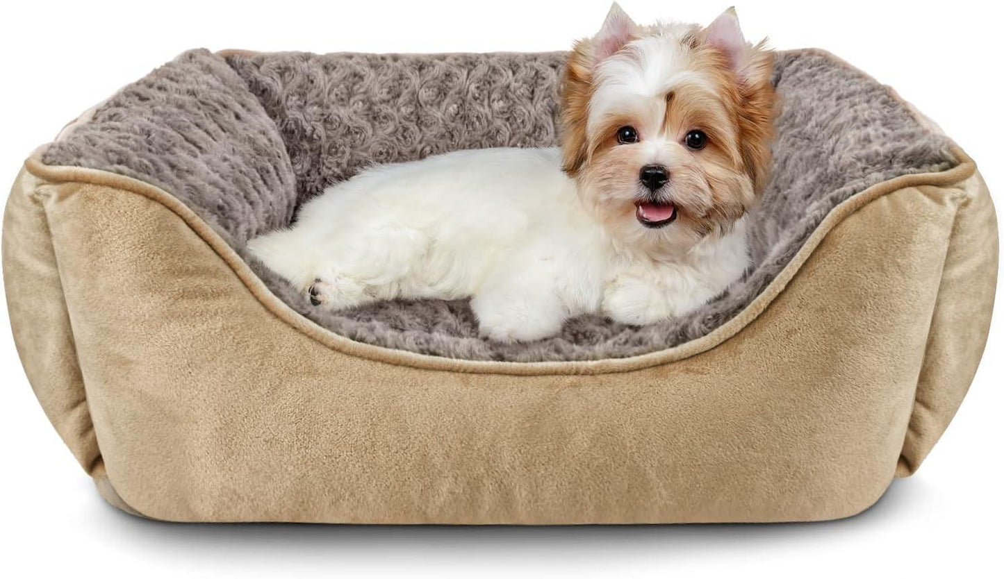 JOEJOY Dog Bed Medium - Washable Dog Bed Anti-Anxiety Dog Bed Soft Plush Dog Bed Rectangle Non-Slip Bottom Pet Bed - Small | Medium | Large Size Mattress Mat For Dog, Grey - Comfort Style