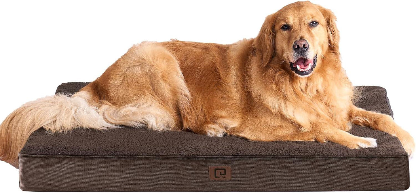 EHEYCIGA Orthopedic Dog Beds Large Mattress with Removable Washable Cover for Crate, Grey, 91x68x9cm - Comfort Style