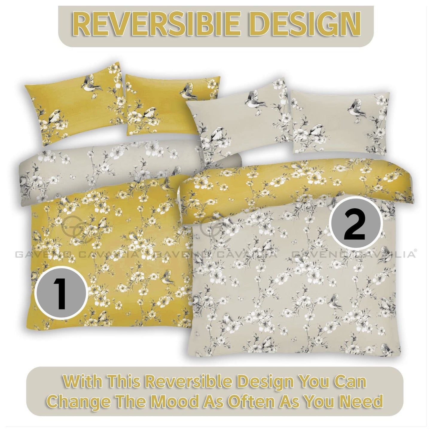 GC GAVENO CAVAILIA Duvet Cover With Pillow Cases - Polycotton Quilt Cover - Bedding Set - Comfort Style