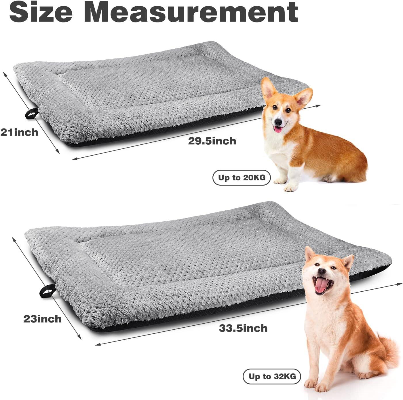ASIJIA Dog Bed Mat Large 90 x 58CM Washable Fluffy Sherpa Cat Bed Cushion with Anti-Slip Bottom, Warm Pet Dog Crate Mattress for Medium and Large Pets, Grey - Comfort Style